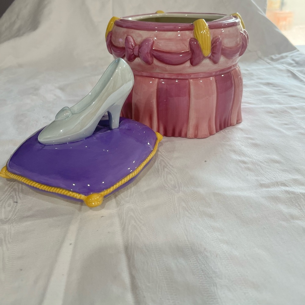 Glass slipper cookie jar